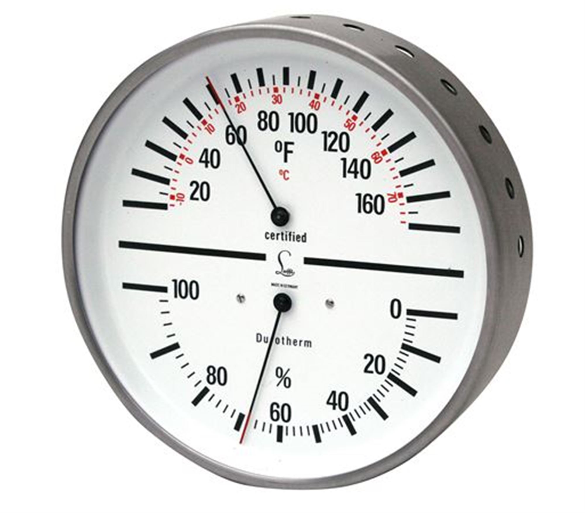 Fischer HYGROMETER / THERMOMETER Humidity and Temp Dial w/White Face